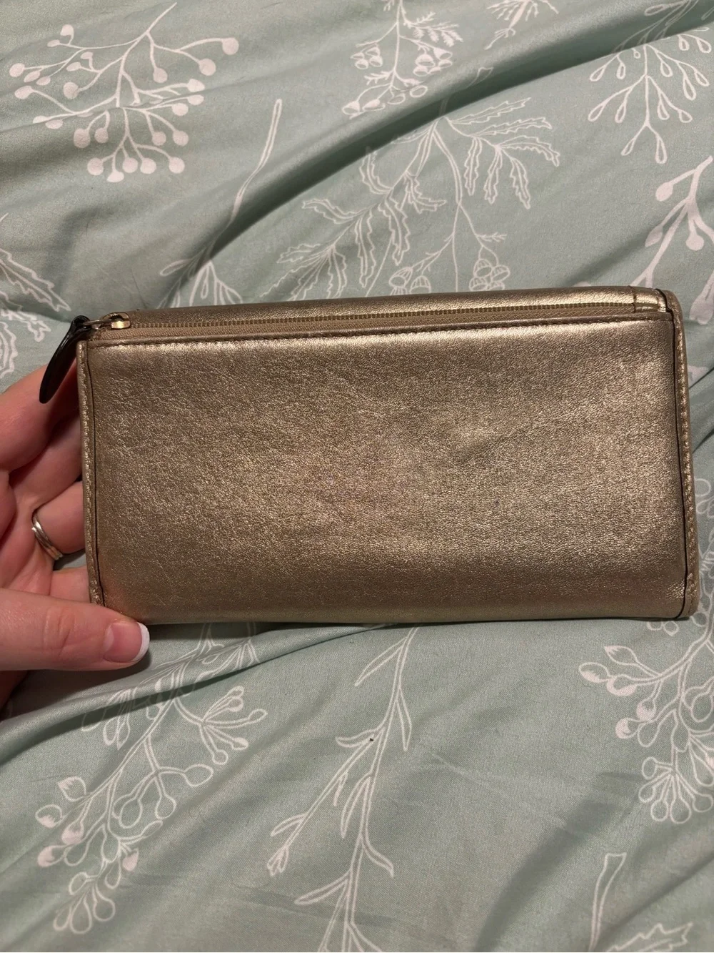 COACH Metallic Gold Leather Turnlock Wallet